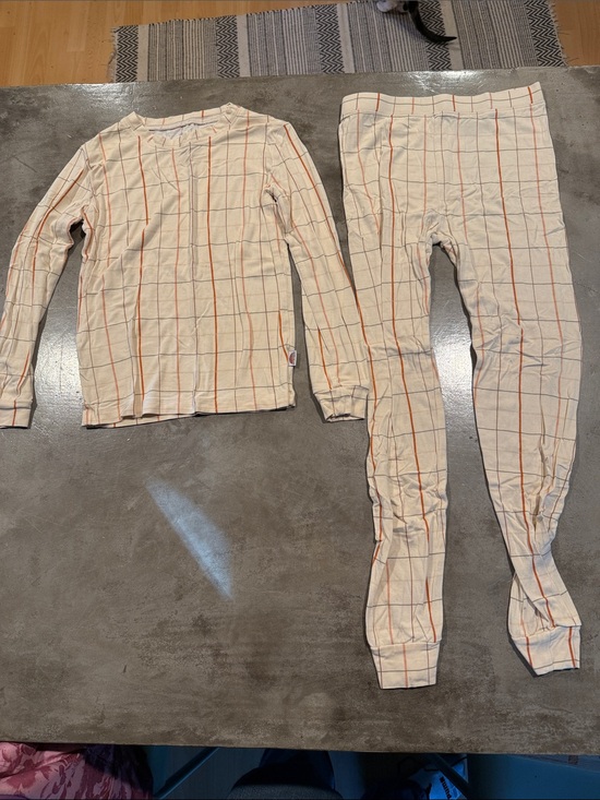 Brixton Phoenix Other - Kids Long Sleeve Pajama Set in Cream with Orange Grid
